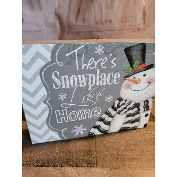 There's Snowplace like Home snowman xmas wooden sign decor Mistletoe snowflake - Picture 2 of 5
